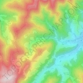 Hergauchampsの地形図、標高、地勢