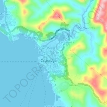 Patagの地形図、標高、地勢