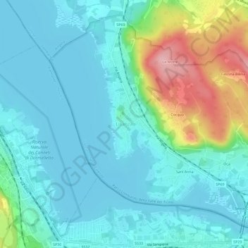 Lisanzaの地形図、標高、地勢