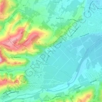 Tavernelleの地形図、標高、地勢