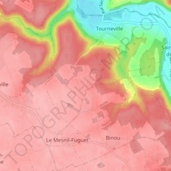 Autreboscの地形図、標高、地勢