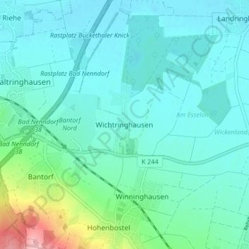 Wichtringhausenの地形図、標高、地勢