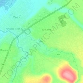 Ankuの地形図、標高、地勢