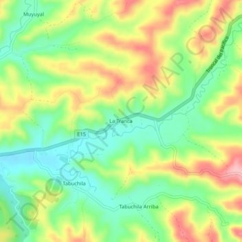 La Trancaの地形図、標高、地勢