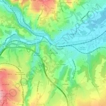 Casse Froideの地形図、標高、地勢