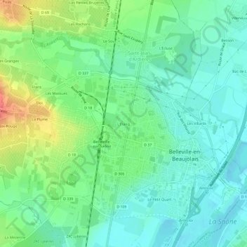 L'Étangの地形図、標高、地勢
