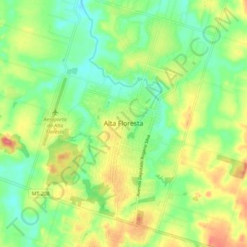 Alta Florestaの地形図、標高、地勢