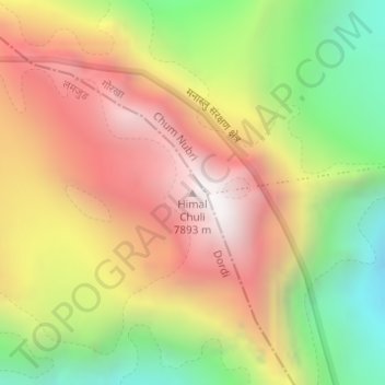 Himal Chuliの地形図、標高、地勢