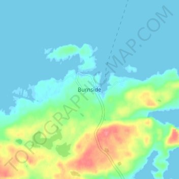 Burnsideの地形図、標高、地勢