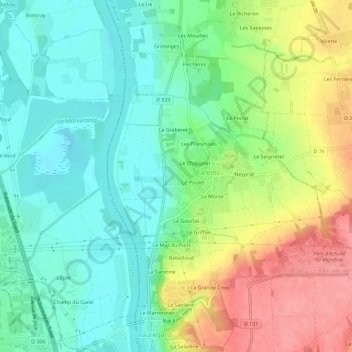 Rivelinの地形図、標高、地勢