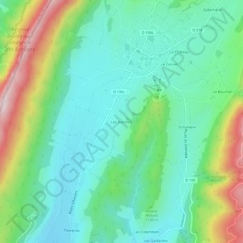 Les Gonnetsの地形図、標高、地勢