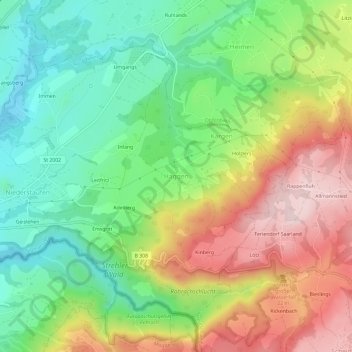 Haggenの地形図、標高、地勢