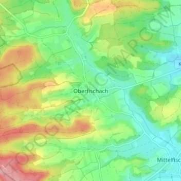 Oberfischachの地形図、標高、地勢