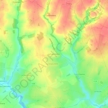 Le Puits Pellerinの地形図、標高、地勢