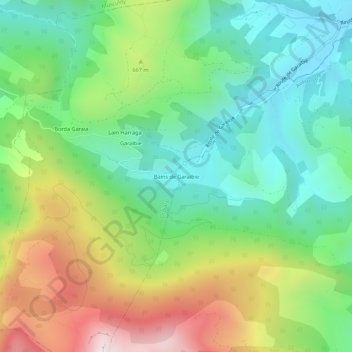 Bains de Garaibieの地形図、標高、地勢