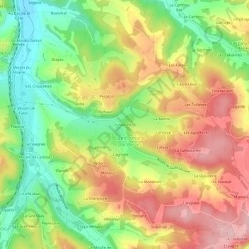 Fontenellesの地形図、標高、地勢