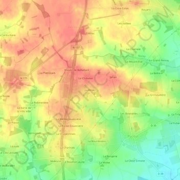 La Rinaisの地形図、標高、地勢