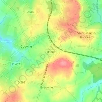 Village Talfaretの地形図、標高、地勢
