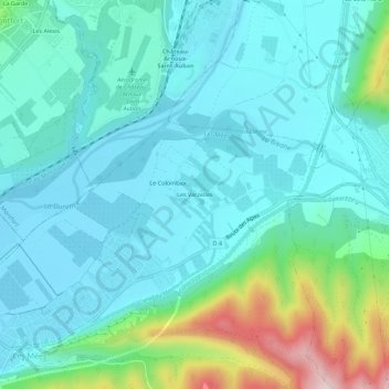 Les Varzellesの地形図、標高、地勢