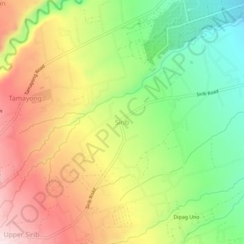 Siribの地形図、標高、地勢