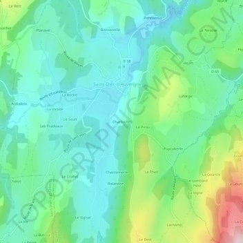 Charfouletの地形図、標高、地勢