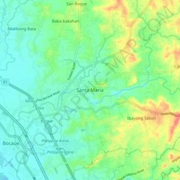 Santa Mariaの地形図、標高、地勢