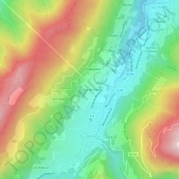 La Tour du Treuilの地形図、標高、地勢
