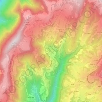 Molinaの地形図、標高、地勢