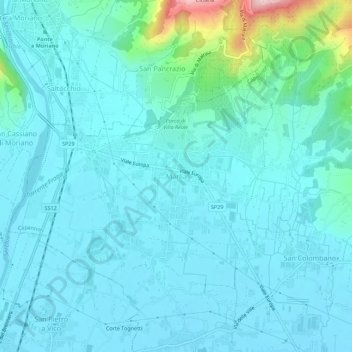 Marliaの地形図、標高、地勢