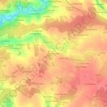 La Vincendelièreの地形図、標高、地勢
