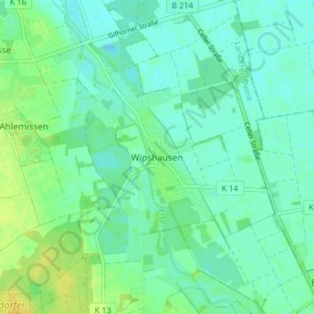 Wipshausenの地形図、標高、地勢