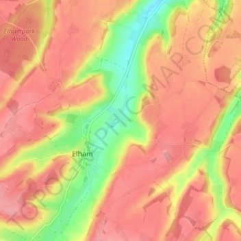 North Elhamの地形図、標高、地勢