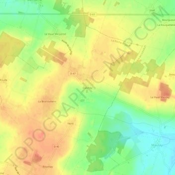 Claunayの地形図、標高、地勢