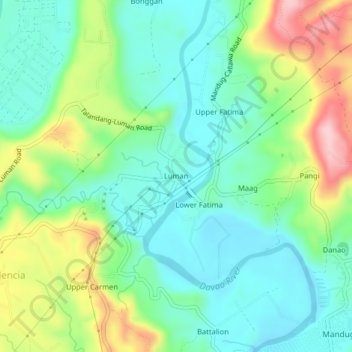 Lumanの地形図、標高、地勢