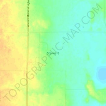 Stalwartの地形図、標高、地勢