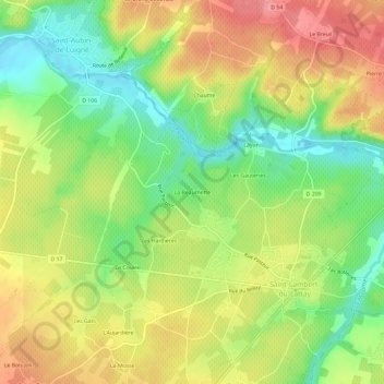La Beaumetteの地形図、標高、地勢