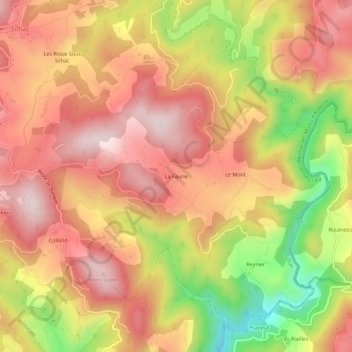 La Faurieの地形図、標高、地勢