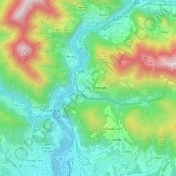 Bottaの地形図、標高、地勢