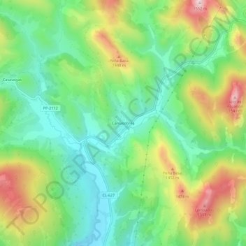 Camasobresの地形図、標高、地勢