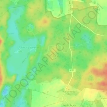 Heidbergの地形図、標高、地勢