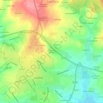 La Croix du Tiernezの地形図、標高、地勢