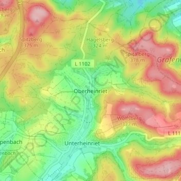 Oberheinrietの地形図、標高、地勢