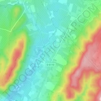 Fenouillerの地形図、標高、地勢