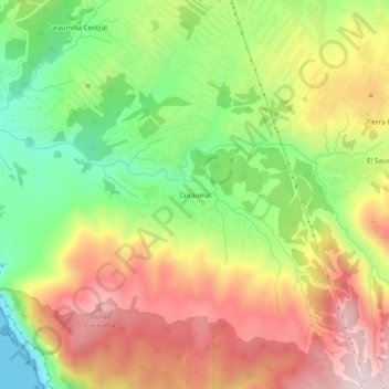 Curaumaの地形図、標高、地勢