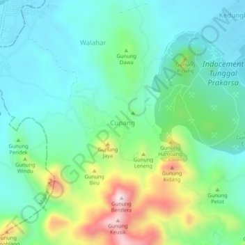 Cupangの地形図、標高、地勢