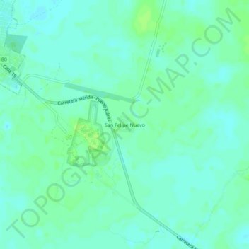 San Felipe Nuevoの地形図、標高、地勢