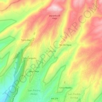 Enthaviの地形図、標高、地勢