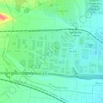 Poyoの地形図、標高、地勢