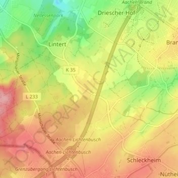 Hitfeldの地形図、標高、地勢