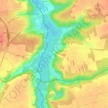 Buthiersの地形図、標高、地勢